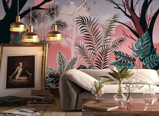 a living room with a couch and a table