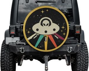 a jeep Alien Tire Cover Zone 51 UFO 