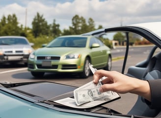 a person holding a cell phone while driving a car