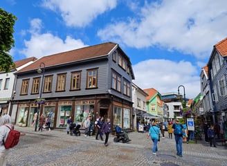House and cobbled street in Gamle Stavanger Old Town