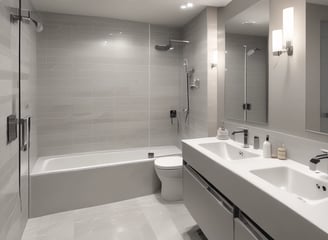 A minimalist arrangement of eco-friendly cleaning products including various bottles, containers, and packaging. The items are neatly placed on a soft beige fabric backdrop, emphasizing a sustainable and natural aesthetic.