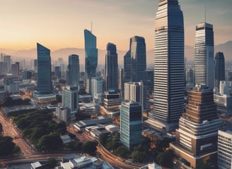 Three people are sitting around a conference table in a modern office. One person is wearing a red blazer and is speaking, while the other two listen and have open laptops in front of them. Papers with charts and graphs are scattered on the table. In the background, there are gray acoustic panels on the wall and a flip chart with colorful notes.