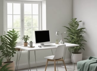 a computer desk with a computer monitor and a computer monitor