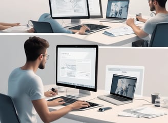 A computer screen displays a website with the text 'Where the world builds software' prominently featured. Below the text, there are fields for users to input their email address, along with additional descriptions about the platform and its capabilities. The website has a dark background with bright text, indicating a professional tech-based service.