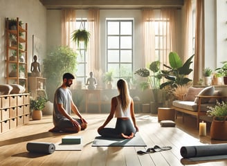Спокойный сеанс йога-терапии в светлой и просторной студии