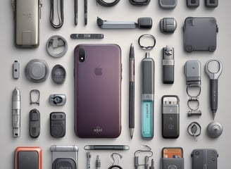 A well-organized display of mobile phones mounted on a wooden wall with various colored cases, arranged in rows with a sleek and modern lighting design accentuating the layout.