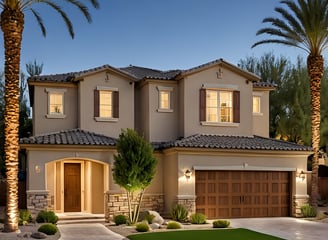 a house with palm trees and palm trees