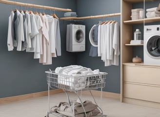 A minimalist arrangement of eco-friendly cleaning products including various bottles, containers, and packaging. The items are neatly placed on a soft beige fabric backdrop, emphasizing a sustainable and natural aesthetic.