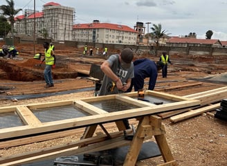 a man is working on a construction project
