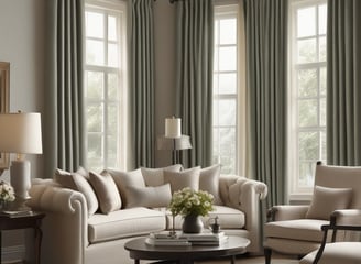 Brown horizontal blinds cover the window in a dimly lit room. The shades are partially closed, allowing minimal light to filter through. A portion of a chair or furniture piece can be seen in the bottom left corner.