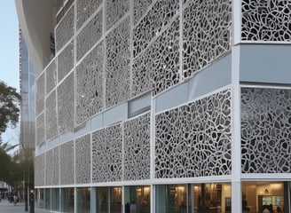An abstract architectural interior featuring a series of curved, layered wooden slats creating an intricate, flowing pattern. The design is highlighted by soft and natural lighting, creating a sense of depth and dimension.