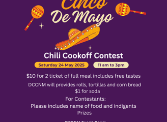 Cinco De Mayo Chili Cookoff Contest Saturday 24 May 2025 11am to 3pm DCCNM Event Room 5000 Central Ave SE #117 Albuquerque NM