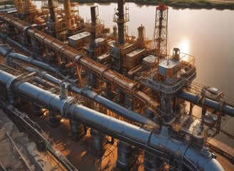 A worker inspects industrial equipment in a facility.