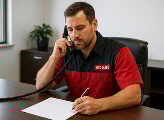 Service tech processing an insurance claim.