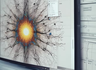 A web page from Razorpay displaying marketing content about financial services. The page includes a 3D illustration of a cube surrounded by floating labels with financial terms like 'Virtual Account' and 'Vendor Payouts'. The text encourages business growth through automated financial solutions. Navigation links for various services are visible at the top.