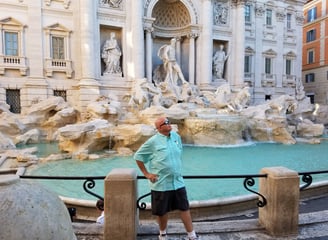 The Pirate's shirt matches the Trevi Fountain in Rome, Italy