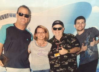 Howie, Lady, The Pirate and Steven Blair board the ship in Los Angeles, California