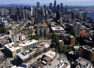 View from atop the Space Needle in Seattle, Washington