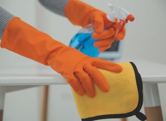 Eco-friendly cleaning supplies used for safe home cleaning