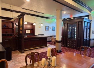 a dining room with a bar national historic registry