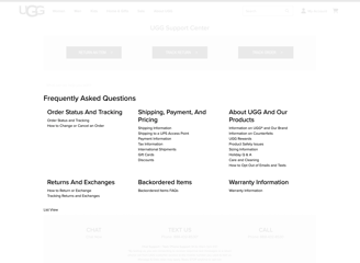Screenshot image of a page from ugg.com