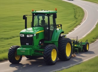 Two people wearing safety vests and hats are working on a roadside, engaging in landscaping or gardening activities. They are standing between well-maintained, trimmed bushes with a busy street in the background, including a parked white car and a blue bus.