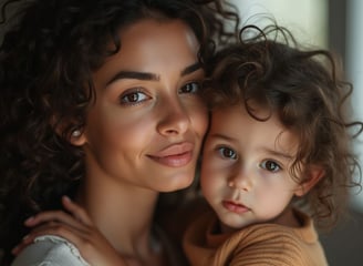 Una madre con il suo bambino