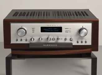 An open electronic device with visible internal components, including circuitry and connectors. The device rests on a dark surface with a logo and another small gadget visible nearby, indicating a focus on technology and repair.
