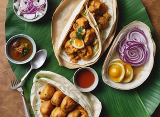 a buffet with a variety of food on it