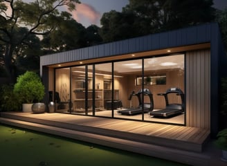 a home gym pod with modern fitness equipment