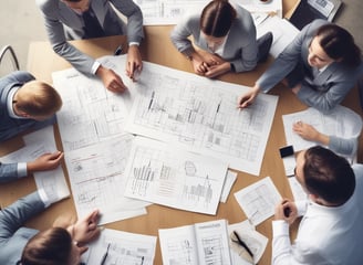 A stylish woman in a geometric patterned dress is standing inside a chic, modern restaurant or cafe. She is wearing sunglasses and is smiling confidently. The setting features elegant chandeliers, decorative lighting, and plush seating, with a floral decoration in the background.