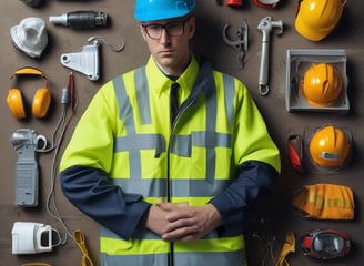 A collection of tools is arranged on a dark surface. An electric drill with the brand 'Hyper Tough' is visible alongside a claw hammer with a black handle. Three chisels of varying sizes, also branded 'Hyper Tough,' are aligned next to the hammer.
