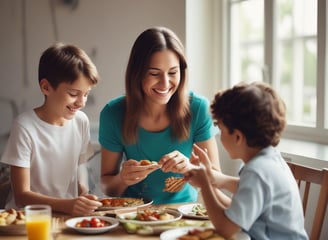 A close-up view of a vintage typewriter displaying a piece of paper with the word 'CO-PARENTING' typed in bold letters. The typewriter has a dark green cover and is placed on a light wooden desk with a neutral background.