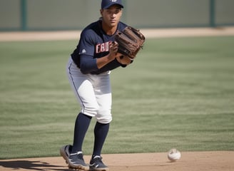 A young boy wearing a green sweatshirt and gray shorts is in mid-action, throwing a baseball. He stands on a dirt mound in a park setting, with lush greenery and a blurred figure in the background.