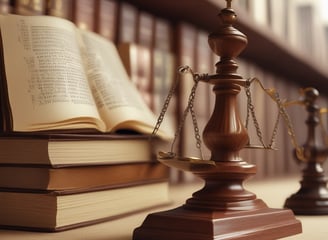 A modern courthouse with large glass windows reflecting the surroundings. The entrance is marked with pillars displaying intricate designs. Several people are walking and gathering near the entrance, wearing formal and casual attire. The evening light casts warm tones on the building.