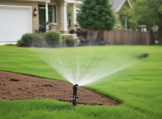 Lawn being watered with sprinkler