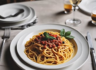 A warmly lit pizzeria with a rustic, industrial design featuring a large wood-fired oven. Stacks of firewood are stored on shelves along the walls. Round wooden tables and chairs are positioned throughout the room. Two chefs are working behind the counter, and there are a few condiments and utensils on top. The concrete floor and ceiling along with pendant lighting add to the cozy atmosphere.
