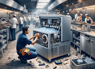 Commercial Ice-Maker being repaired by the technician in Charlotte NC