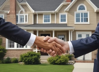 two people shaking hand for sale of a house