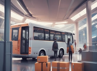 A storefront with various promotional banners and signs in multiple languages advertising ticket exchange services. The counter displays numerous tickets and small items, while the walls are covered with colorful posters and price listings.