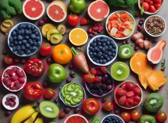 Various packaged plant-based meat products labeled as gluten-free and organic are displayed alongside cooked sausages and skewers of vegetables. The packages include items like 'Like Curry Sausage', 'Like Chicken Bites', and 'Like Italian Griller'. Bright, fresh ingredients such as cherry tomatoes and mustard are artfully arranged on a grill and wood cutting boards.