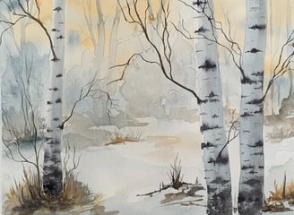 vinter, björkar