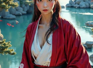 a woman in a red kimono kimono kimono kimono kimono kim