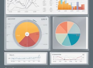 An abstract, pastel-colored, 3D-rendered representation of data analysis and search engine optimization (SEO). The image features a computer interface with various analytics symbols, including a magnifying glass, bar charts, pie charts, and a search bar with the text 'SEO'. Surrounding the interface are different objects such as a potted plant, a cup with a saucer, and a megaphone, all placed on a light green background.