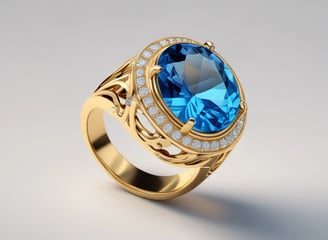 Jolie bague or et pierre fine bleue