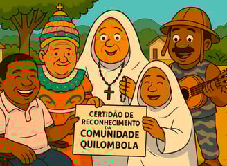 Ilustração da certidão de reconhecimento da Comunidade Quilombola de São Tomé