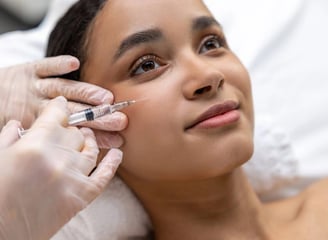 a woman getting a botoxoxation injection from a doctor