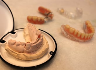 a plate with a tooth prosthesis on it