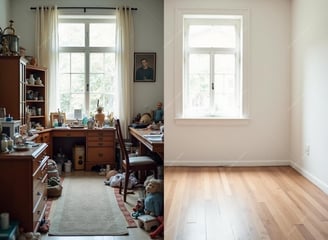 Prestation de débarras, une pièce très encombrée, rendue vide et propre