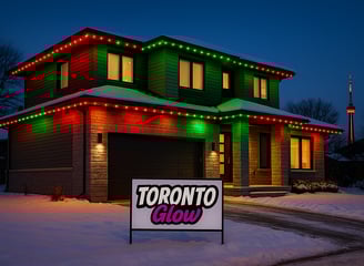 Toronto Glow home with Celebright permanent outdoor Christmas lighting in full display